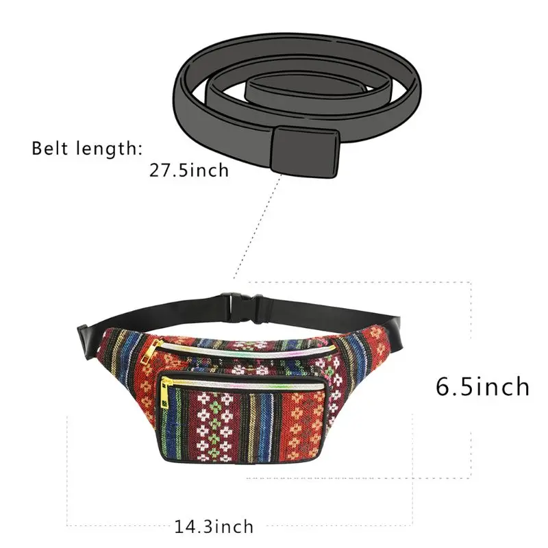THINKTHENDO Women Ethnic Fanny Pack Retro Vintage Bum Bags Travel Hiking Waist Belt Purse 2018 Fanny Pack for Women Waist Bag