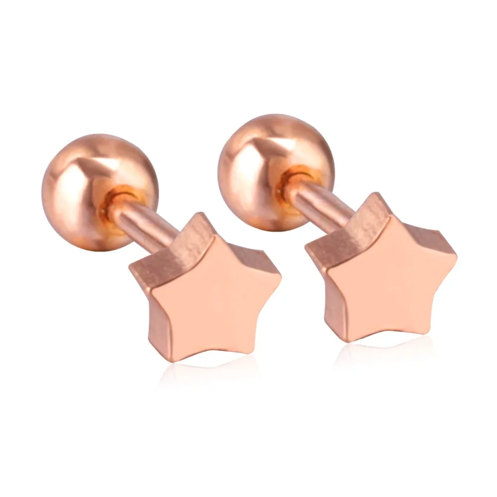 Серьги гвоздики LUXUSTEEL из нержавеющей стали ювелирные изделия цвета розового