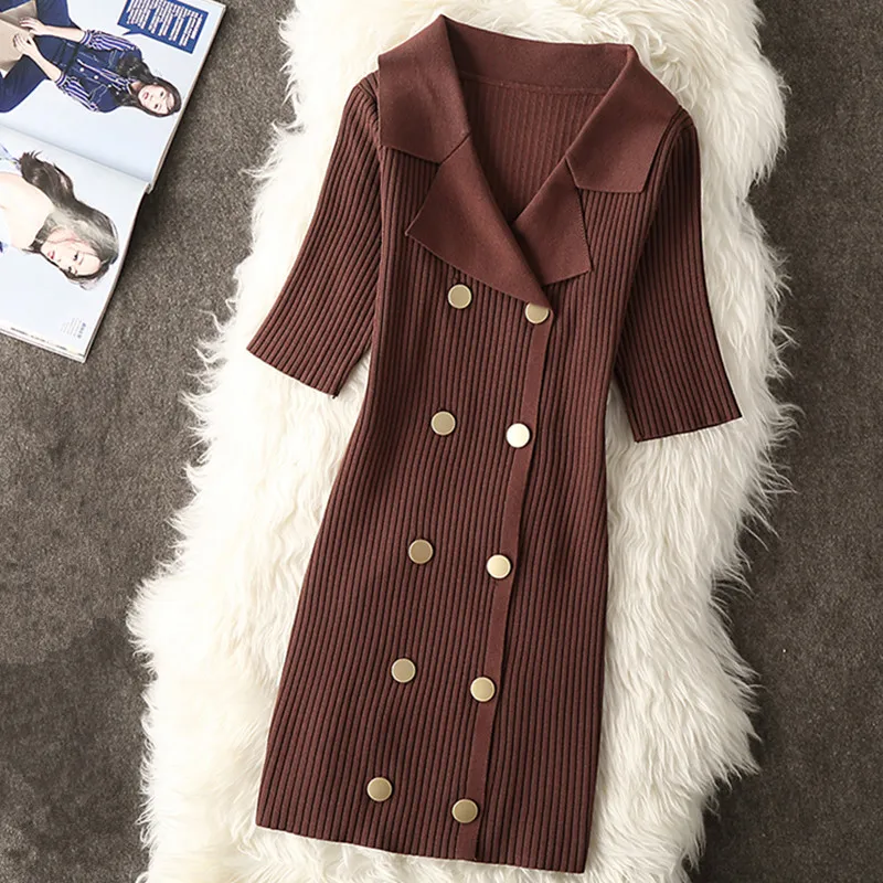 

Sweet Style Winter Dress Women V-neck Knitting Solid Color Short Slim Sheath Sweater Dress Casual Spring vestidos 2018