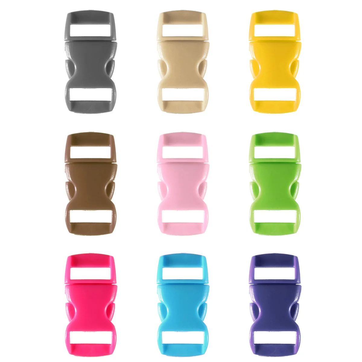 

10pcs/lot multicolor 10mm Shackle Contoured Curved Side Tool Release Plastic Buckle for Paracord Bracelet Outdoor Tool