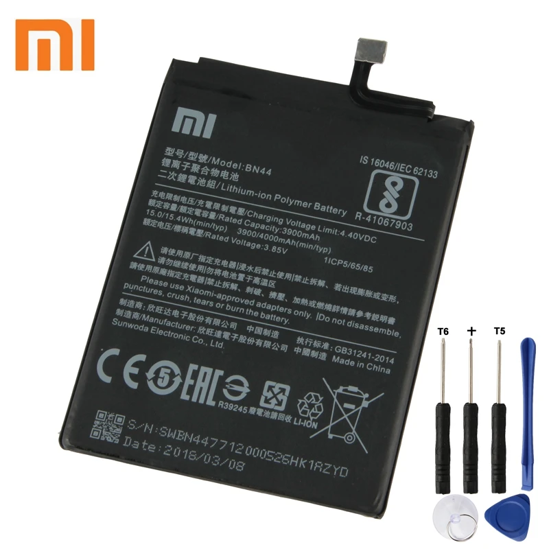 

Xiao Mi Xiaomi BN44 Phone Battery For Xiao mi Redmi 5 plus 5.99" Redrice 5 Plus 4000mAh BN44 Original Replacement Battery + Tool