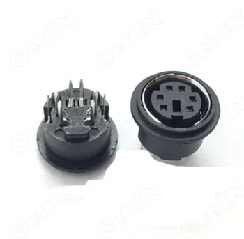 

100pcs Mini ps2-6P 6Pins Socket DIN S Terminal Connector PCB 180Degree Vertical Circular Type