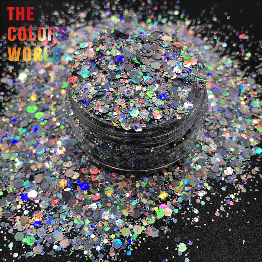 

TCT-259 Mix Shape Holographic Laser Nails Glitter Nail Art Decoration Body Glitter Makeup Face Painting Gel Handwork Henna DIY