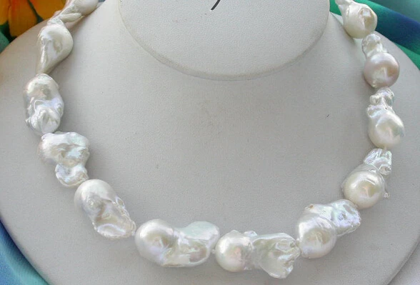 

11.24 17.5"white reborn keshi pearl necklace AAA