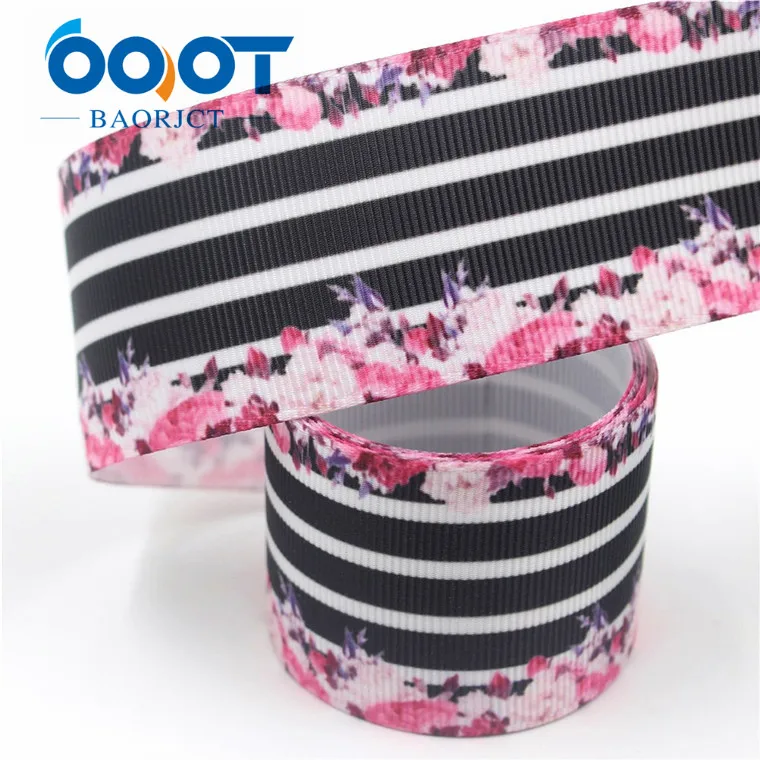 OOOT BAORJCT I-19628-1539,38mm 10yards flower Thermal transfer Printed grosgrain Ribbons,tape crafts,bow cap DIY accessories - Цвет: I-19628-1547