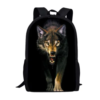 

16 Inch Children Backpacks 3D Printing Stalking Wolf Teenager Casual Outdoor Large Shoulder Bags Travel Rucksack Bagsumka