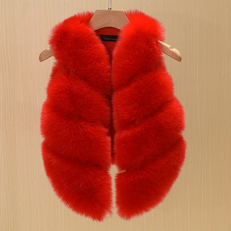 Fashion Children's Clothing Faux Fox Fur Vest European Style Toddler Baby Girls Waistcoat Winter Coat TZ135