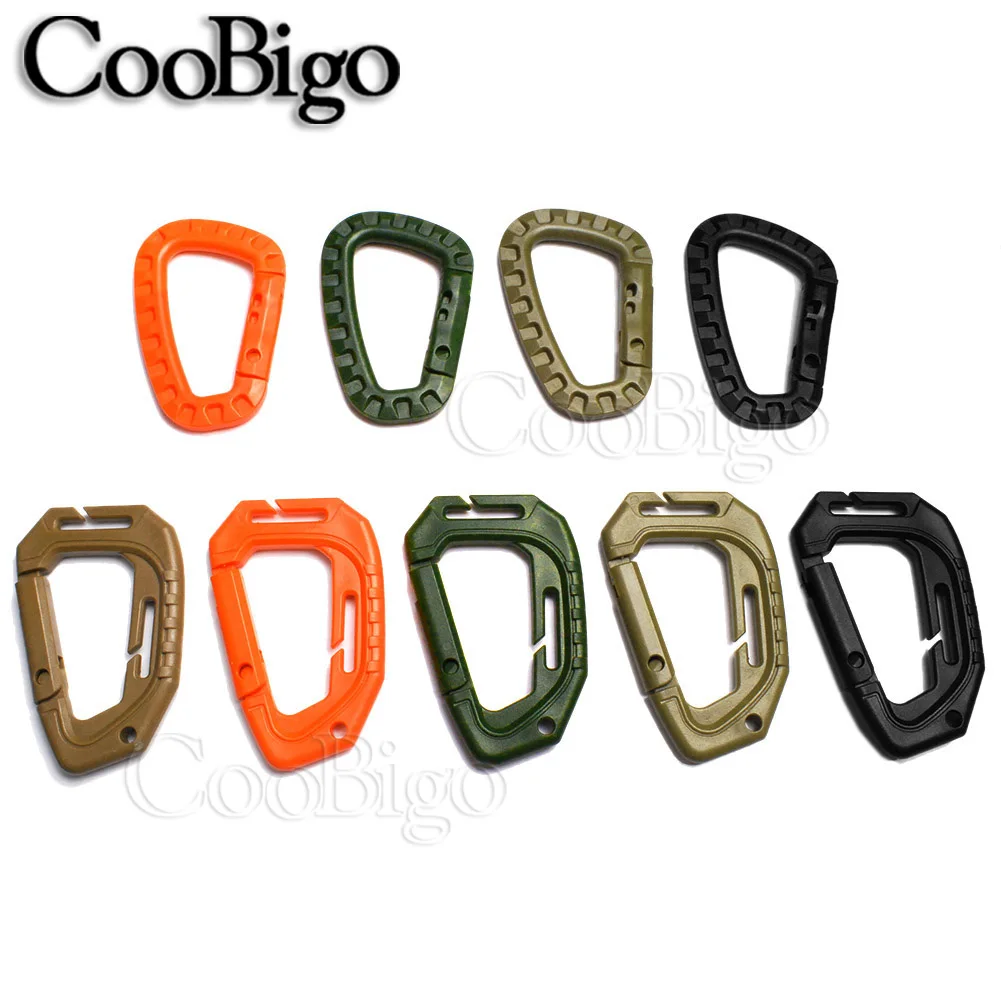 

10pcs Plastic Climbing Carabiner D Ring Shape Clip Hook Camping Mountaineering Buckle Snap Hook Military Outdoor Backpack Kit
