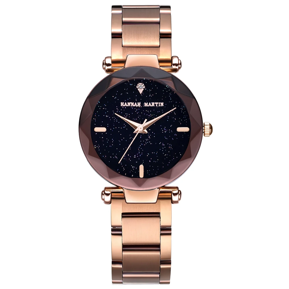 

Women's Watch Star Rose Gold Stainless Steel Strap Top Brand Luxury Wristwatch Quartz Watches Ladies Waterproof Relogio Feminino