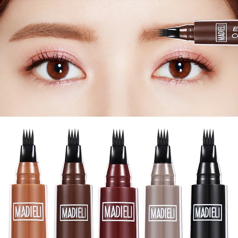 

Eye-Coloured Quadruple Eyebrow Pen Waterproof black long lasting Liquid Eyeliner Four claws Eyebrow