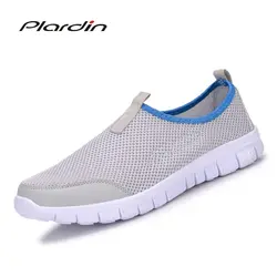 Plardin/Новый Для мужчин повседневная обувь Мужская Мода одноцветное дышащая удобная обувь мужской плюс размеры 34–46 Slip-on удобные сети обувь