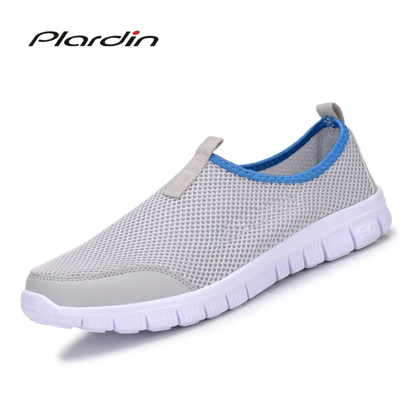 

Plardin New Men Casual Shoes Men's Fashion Solid Breathable Lazy Shoes Male Plus Size 34-46 Slip-on Comfortable Network Shoes
