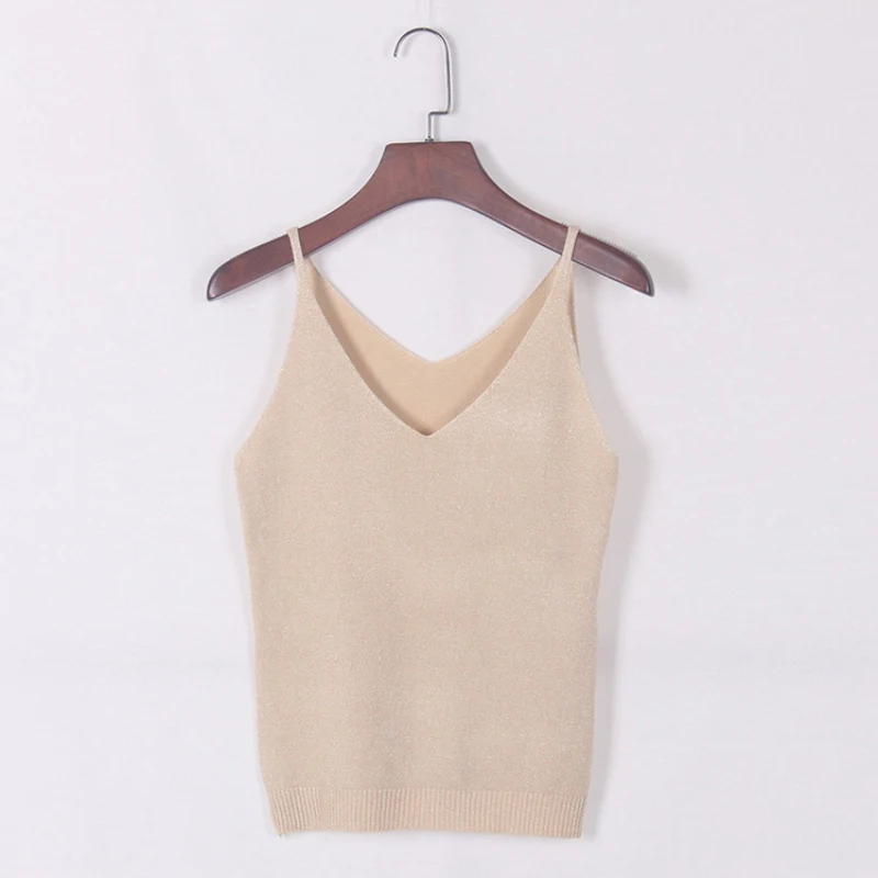 Summer Sexy Low-cut Basic T-shirts Fashion Lady Tank Top Solid