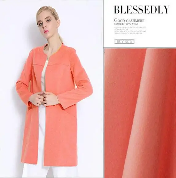 

Special clearance! High-grade orange pink cashmere wool fabrics winter clothing wool cloth wholesale