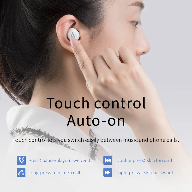EDIFIER TWS1 Touch control IPX5 rated Ergonomic design Bluetooth V5.0 TWS Earbuds bluetooth earphone wireless earphones