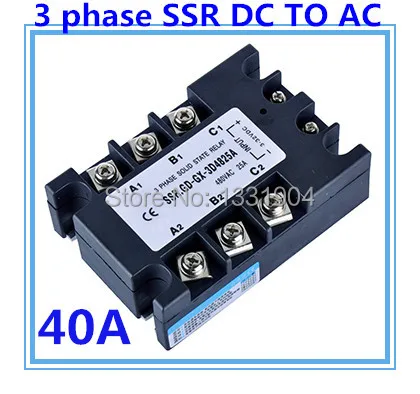 

Three phase solid state relay DC to AC SSR-3P-40 DA 40A SSR relay input DC 3-32V output AC480V