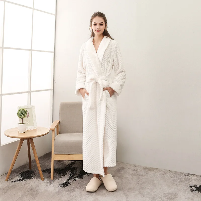 Men Women Bathroom Bath Towels for adults Bath Robe Towel Bathrobe Pajamas Body Spa Bath Gown serviette de bain toalha de banho - Color: White Women