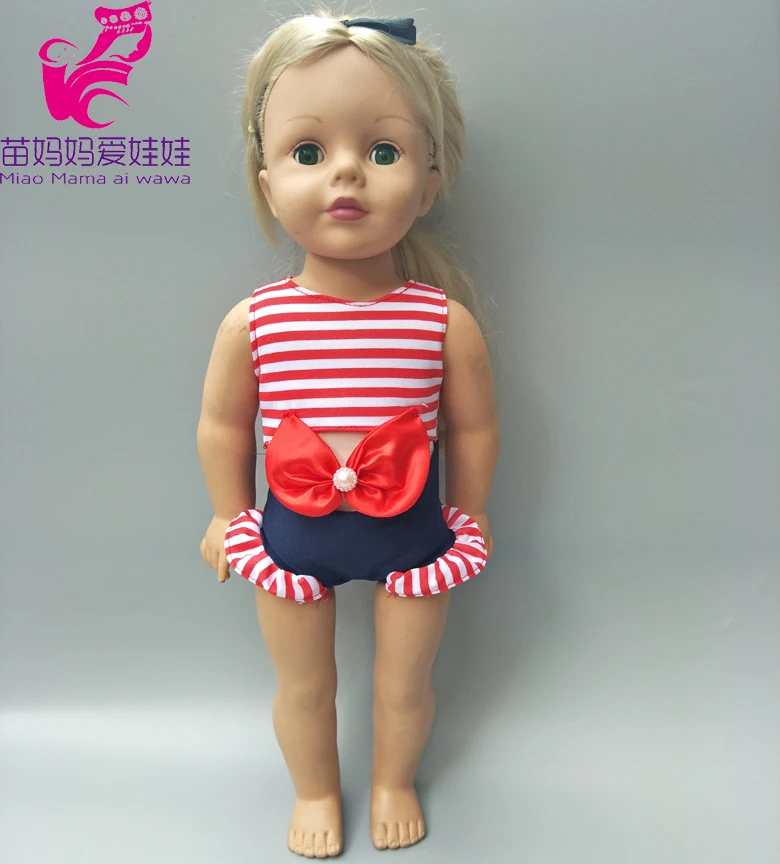 Летний комплект для девочки 1", купальник для куклы+ шапочка, летний купальный костюм с шапочкой, также подходит для ребенка 43 см, Одежда для кукол