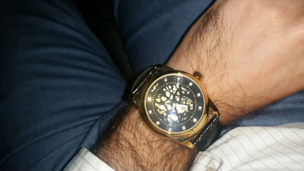 Winner Royal Diamond дизайнерские черные золотые часы Montre Homme мужские часы лучший бренд класса люкс Relogio мужские механические часы со скелетом