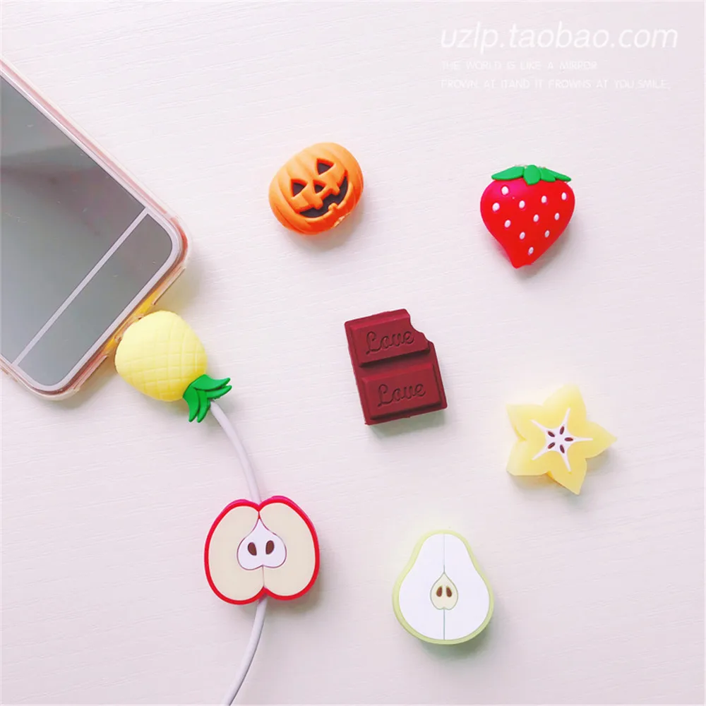 1 шт. Kawaii, набор для стола в форме фруктов, защита кабеля, USB устройство для сматывания кабеля, органайзер для провода, держатель для Iphone, обёрточная бумага, шнур, офисные аксессуары