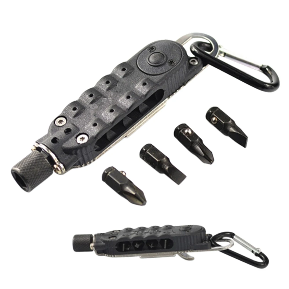 

1 Piece Multi Functional Outdoor Tools Screwdriver Bottle Opener LED Light Key Chain Key Ring EDC Tool