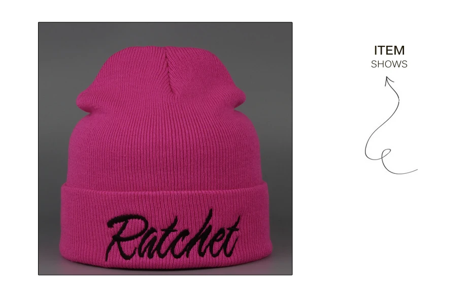 6ADK Unisex Skullies Beanie With Embroidery Words Ratchet 2018 Autumn Winter Fashion Brand Casual hat For Boy #CAP100