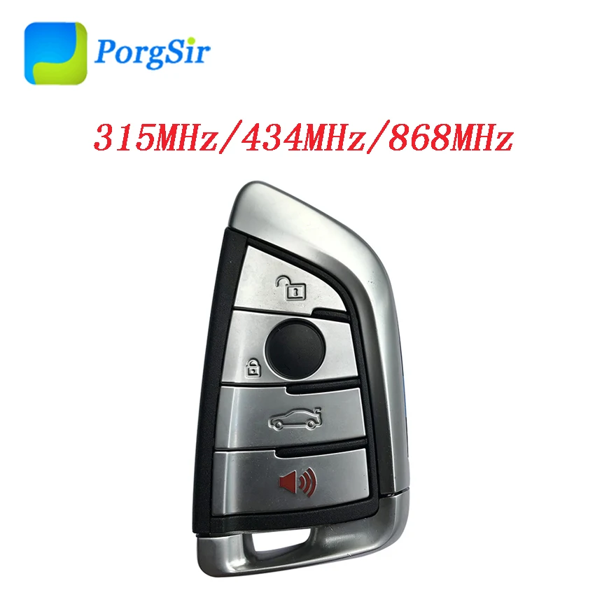 

4 Button Remote Control For BMW FEM 315MHz 434 MHz 868MHz Smart Keyless Go Proximity Key With HITAG Pro ID49 Chip With Logo