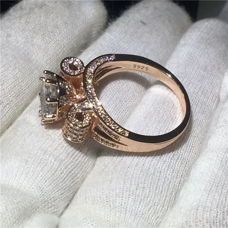 Choucong модное кроеное кольцо 3ct 5A Циркон Cz розовое золото заполненное 925 Серебряное