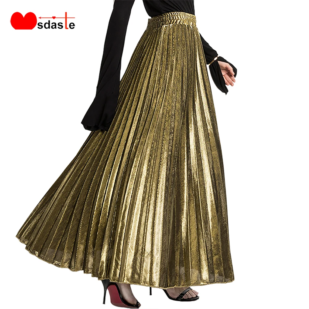 

Pleated Skirt Women 2019 Autumn Skirts Womens Faldas Saias Streetwear Elastic Waist S~XXL Ankle-length High Waist Long Skirts