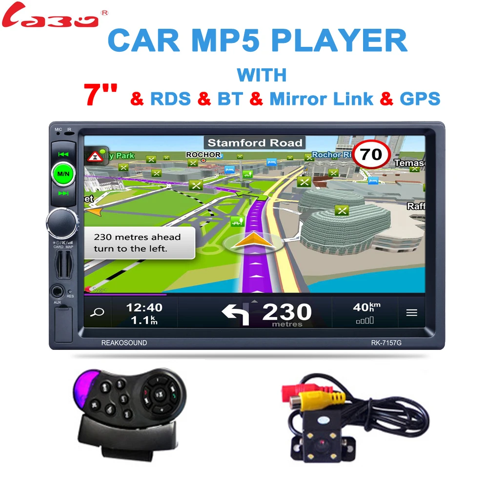 2 Din 7 inch HD GPS font b Car b font Navigation 800MHZ FM 8GB DDR3