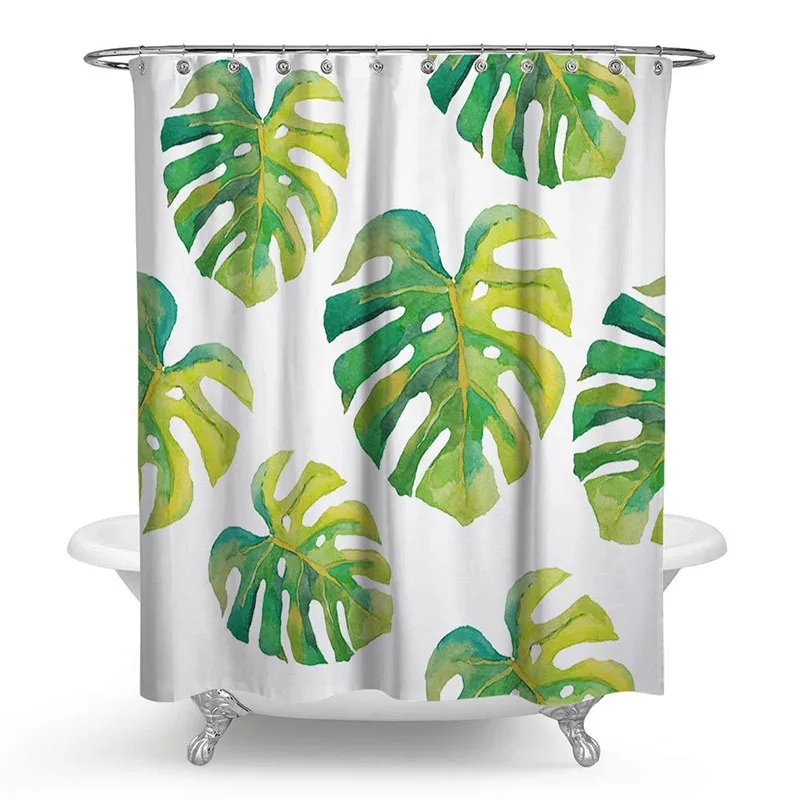 

Polyester Shower Curtain 3D Printed Tropical Chower Curtain Tree Bath Scenery Waterproof Bathroom Curtain Bath Screens Cortina