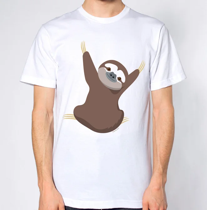 Sloth Climbing T-Shirt hoodie hip hop t-shirt jacket croatia leather tshirt denim clothes camiseta?t shirt cat windbreaker Pug | Мужская