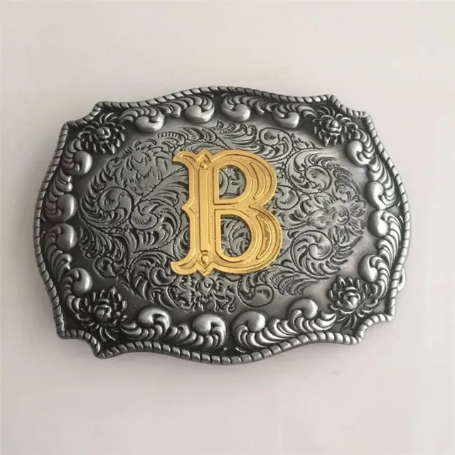 Initial 26 Letter Belt Buckle,Different Style Western Men's Golden A B