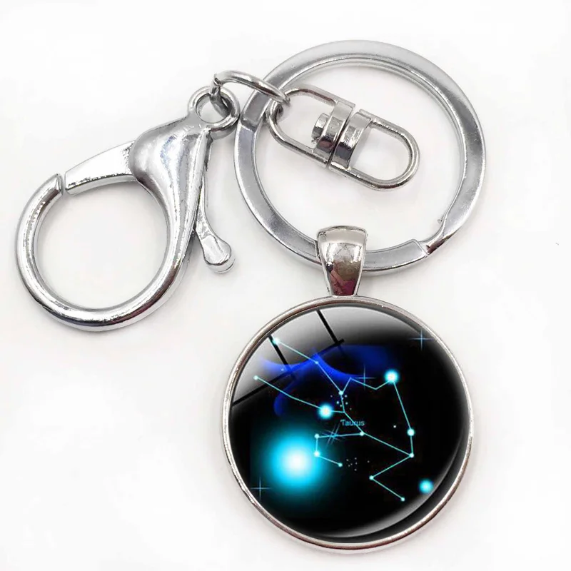 12 Zodiac Metal Keychains Signs 12 Constellation Key chain Horoscope