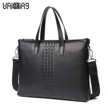 UniCalling для мужчин кожа Портфели Модные Вязание ленты узор Мужская сумка для ноутбука мужской пояса из натуральной кожи кожаная сумка для ноутбука