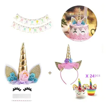 

Onlyparty Unicorn Theme Happy Birthday Party Decoration Headband Banner Set
