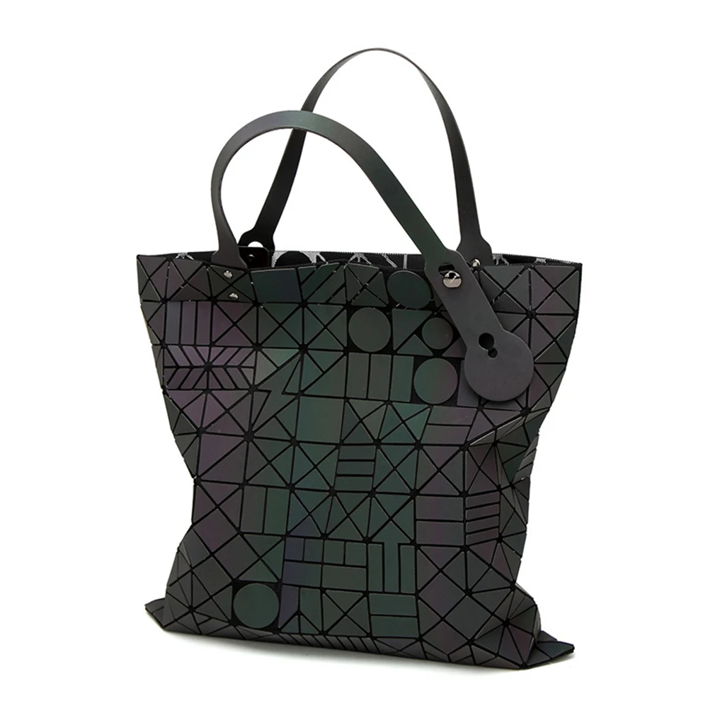 

Luminous bag women geometry diamond tote bag laser plain folding handbags hologram Lattice shoulder bag for women top-handle bag