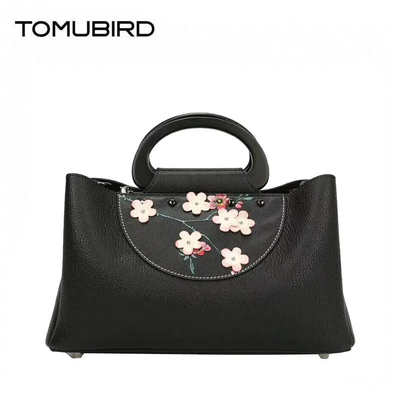 

TOMUBIRD 2019 new superior Cowhide fashion flower women genuine leather bag designer handbags luxury leather art bag
