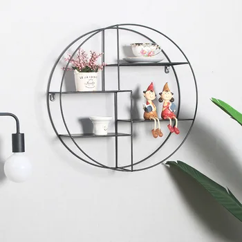 

Simple Circular Heart Shape Wall Hanging Decoration Iron Art Shelf Living Room Bedroom Home Flower Pot Storage Holder Rack