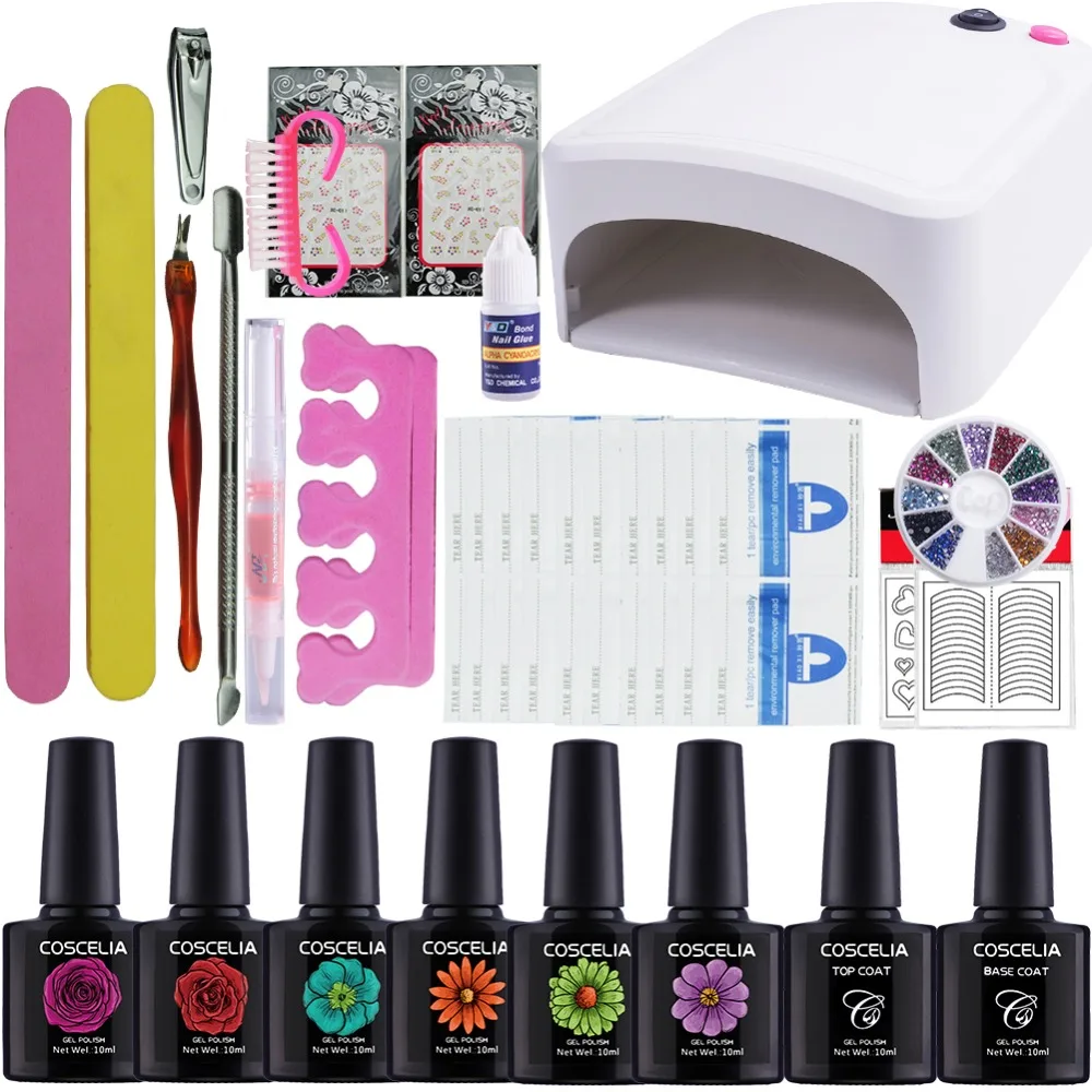 

Nail Kit COSCELIA Nail Set Gel Varnish Set 6 Color UV Gel Polish 36W Led Lamp Gel Varnish Nail Polish Manicure Set