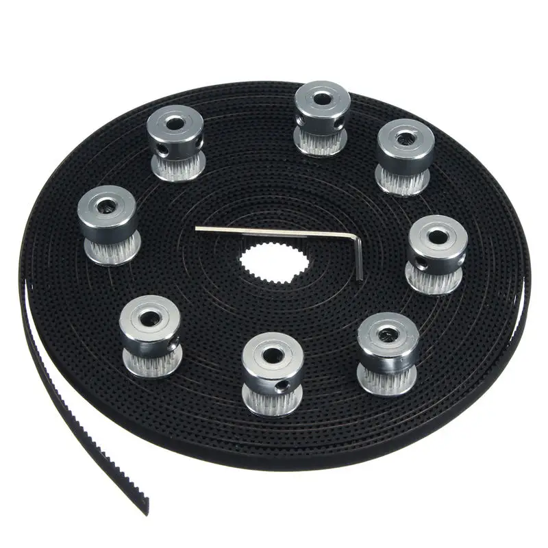 

Durable 10m 33ft 20T GT2 Timing Belt 6mm wide 10X Pulley For 3D printer CNC RepRap Tool Set