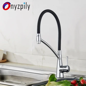 

Onyzpily Chrome Pull Down Kitchen Sink faucet 360 Rotation Deck Mounted Faucet Cold and Hot Mixer