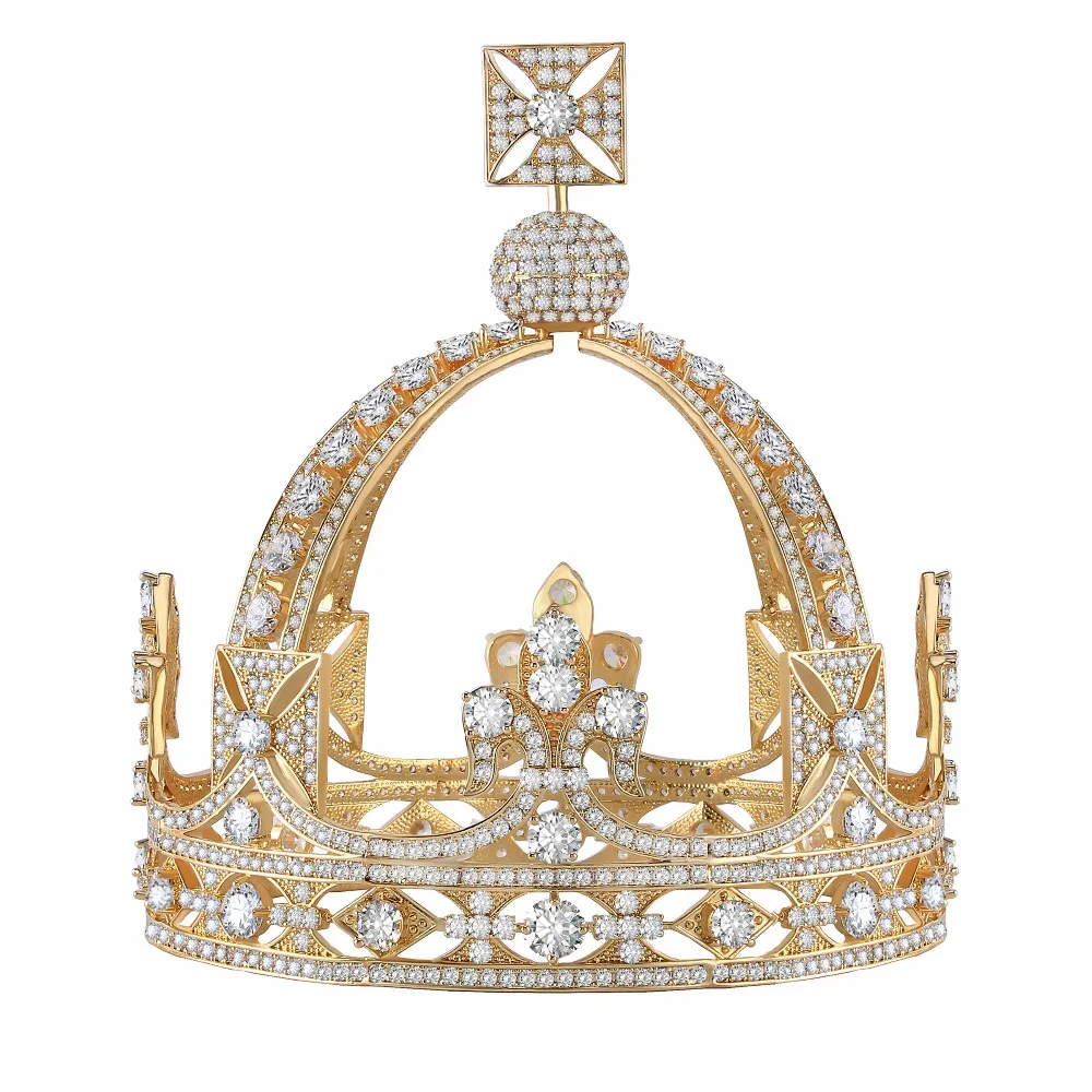 

5 Inch Height Royal Vintage New Arrival Cubic Zircon CZ Stone Medieval Tiaras Crown