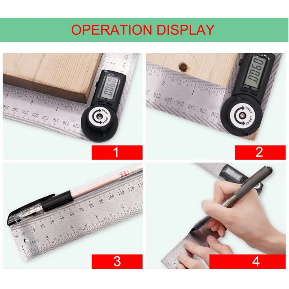 200mm Electronic Digital Protractors Inclinometer Goniometer Level Angle Ruler Meter Finder Positioner Gauge Stainless Steel