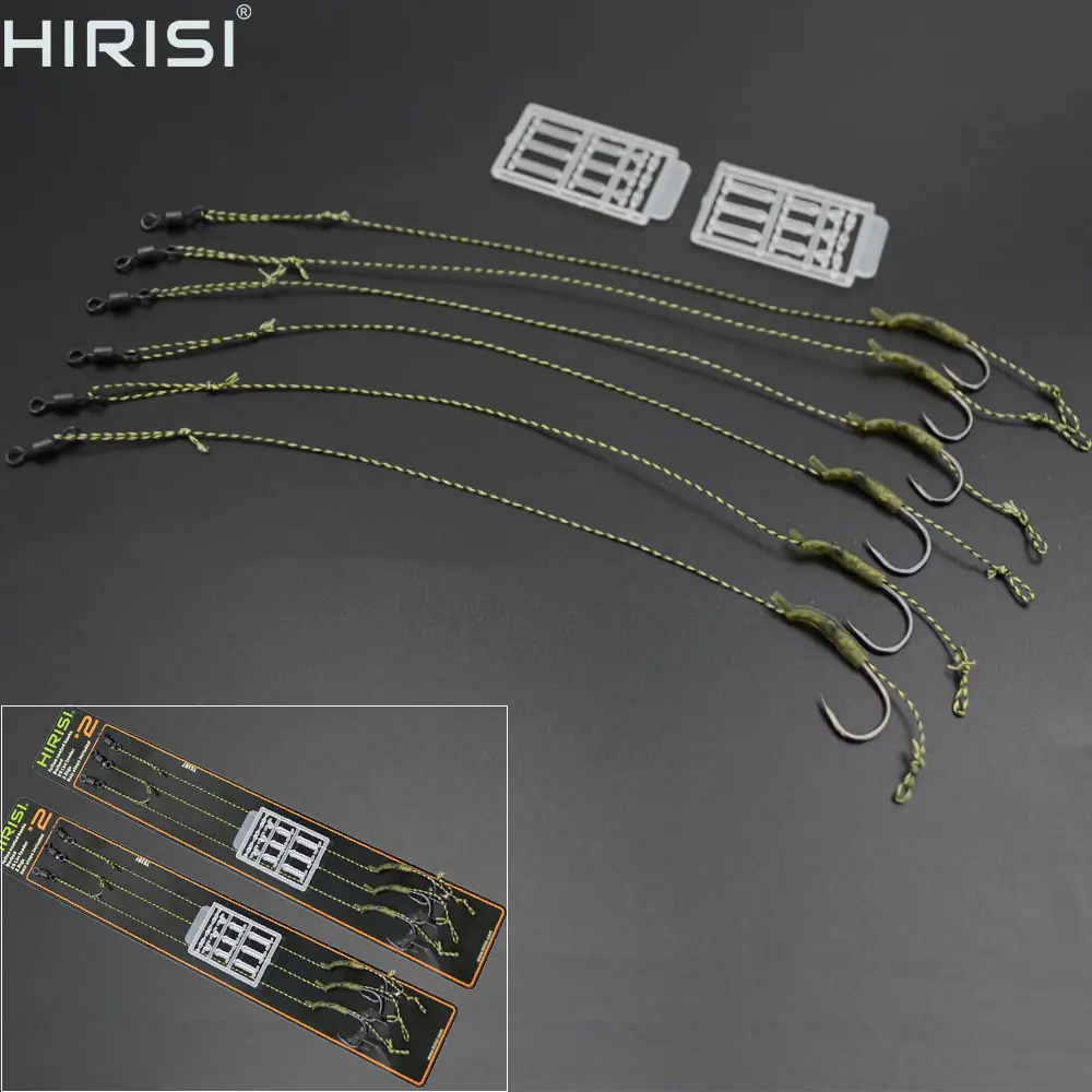 

6pcs Carp Fishing Rigs Ready Made Rig with Hook Free Stoppers Carp Terminal Tackle Set Fishing Accessories