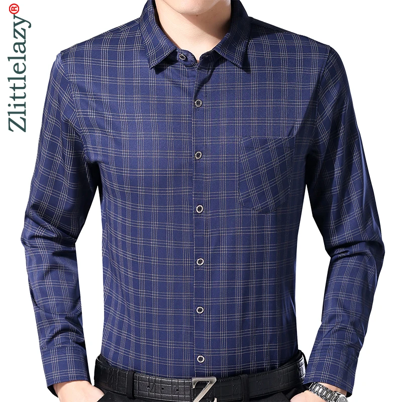 

2019 social long sleeve plaid designer shirts men slim fit fashions package men's shirt man dress jersey casual clothing 36504