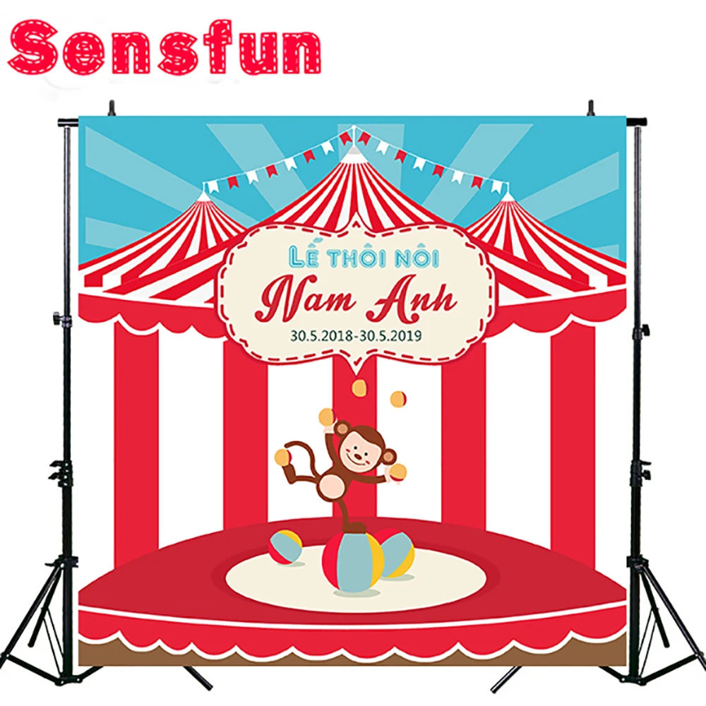 Carnival Circus Party Tent Children Birthday Baby Shower Custom Photo Studio Backdrop Background Polyester