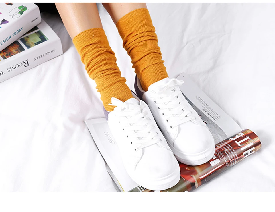 Hot Harajuku Cool Socks Art Women Fashion Cotton socks Comfortable Four Seasons Solid Simple Female Sox In Winter Autumn (6)