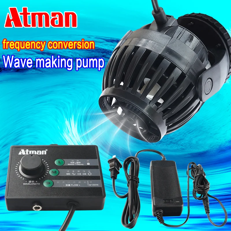 

ATMAN Mini Frequency Conversion Wave-making Pump For Fish Tank Quiet Excrement Blowing Small Surfing Pump 5 Modes 6 Speeds