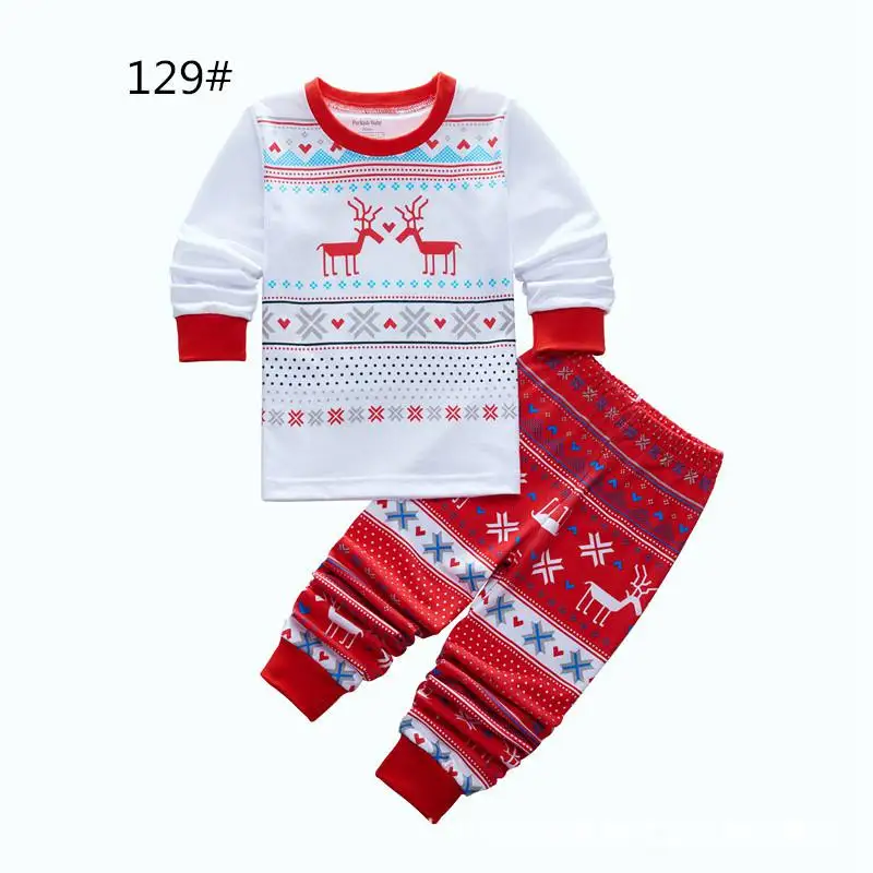 Рождественские пижамы для девочек комплекты одежды для маленьких девочек от 2 до 7 лет пижама для мальчиков детская пижама пижамный комплект для маленьких мальчиков - Цвет: Color as shown